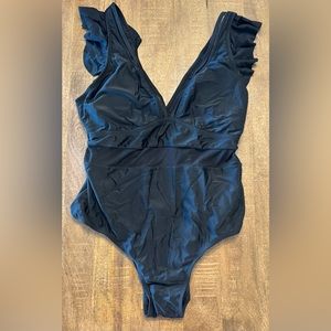 EUC Black Ruffle Strap One Piece - Only Worn Once